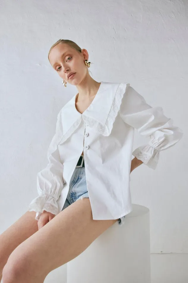 VRG GRL Mae Blouse White Women Long Sleeve