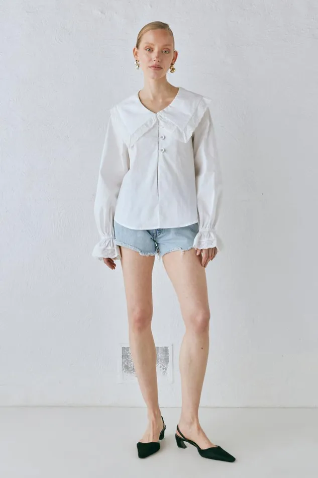 VRG GRL Mae Blouse White Women Long Sleeve