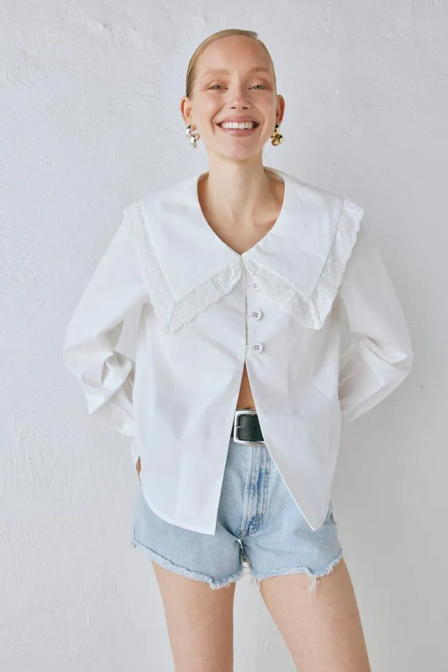 VRG GRL Mae Blouse White Women Long Sleeve