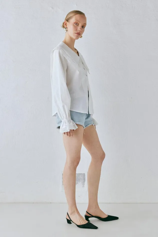 VRG GRL Mae Blouse White Women Long Sleeve