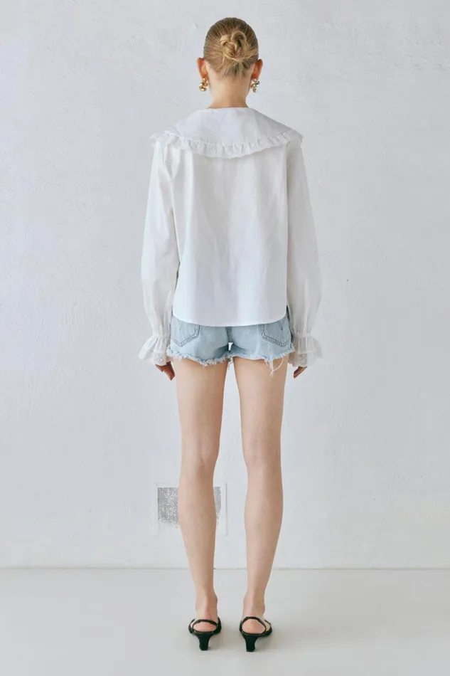 VRG GRL Mae Blouse White Women Long Sleeve