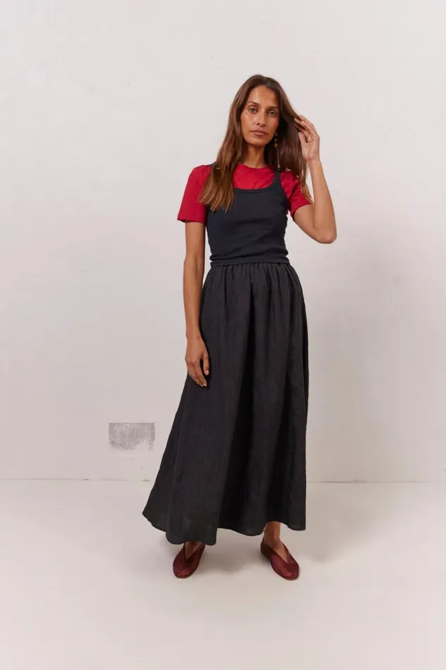 VRG GRL Solara Midi Skirt Black Women Skirts