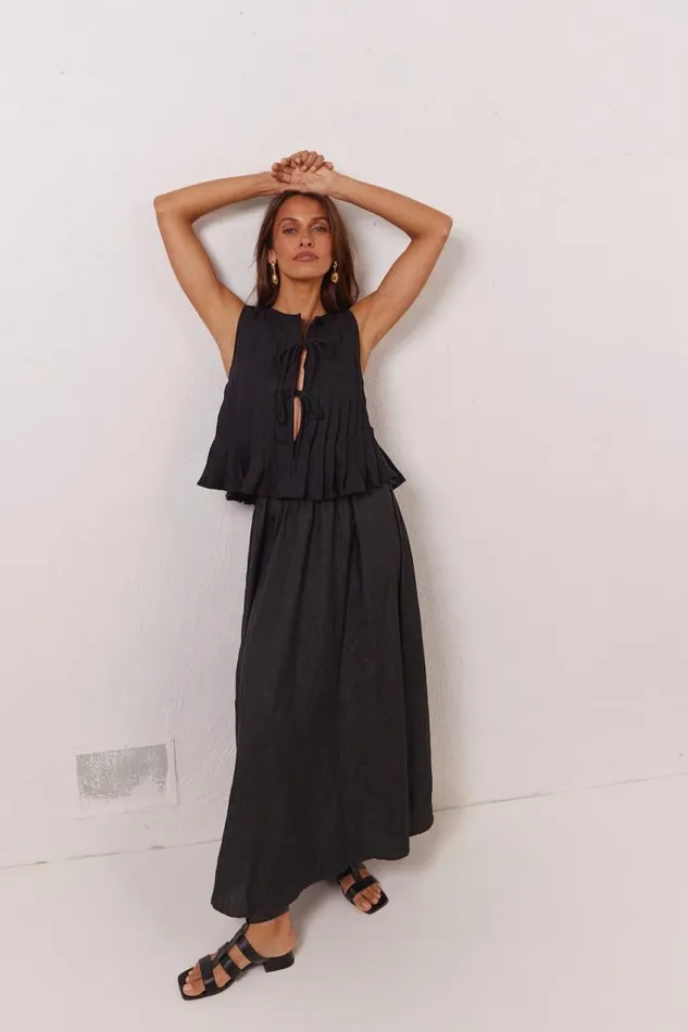 VRG GRL Solara Midi Skirt Black Women Skirts