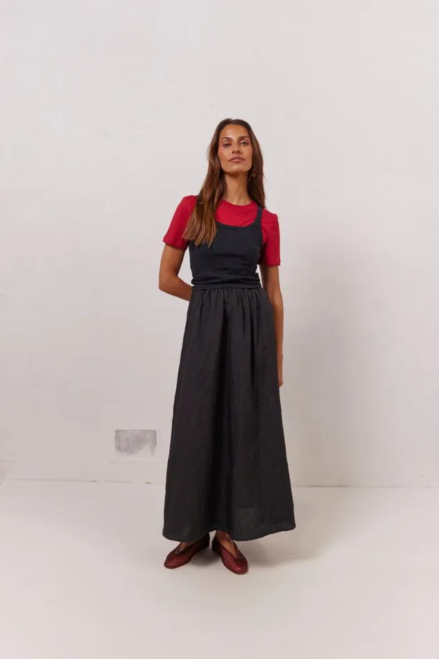 VRG GRL Solara Midi Skirt Black Women Skirts