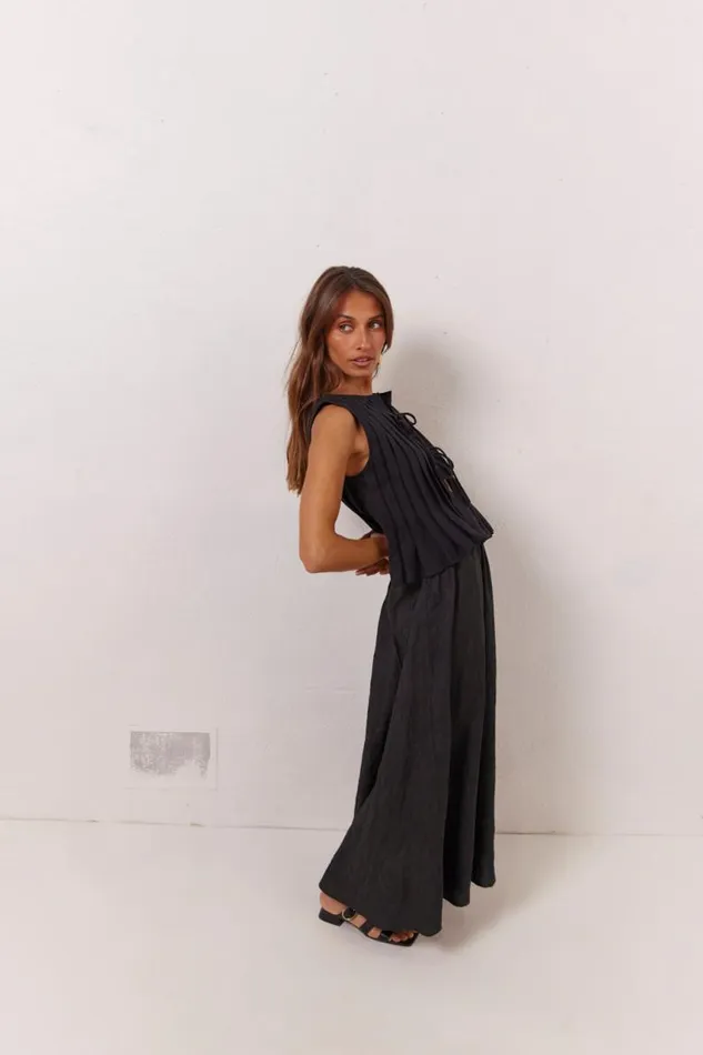 VRG GRL Solara Midi Skirt Black Women Skirts