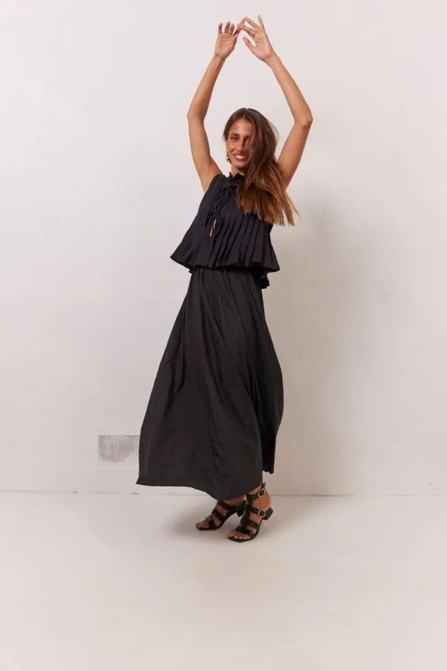 VRG GRL Solara Midi Skirt Black Women Skirts