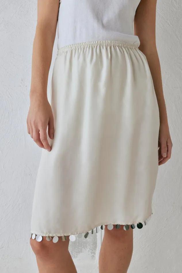 VRG GRL Spritz Midi Skirt Cream Women Skirts