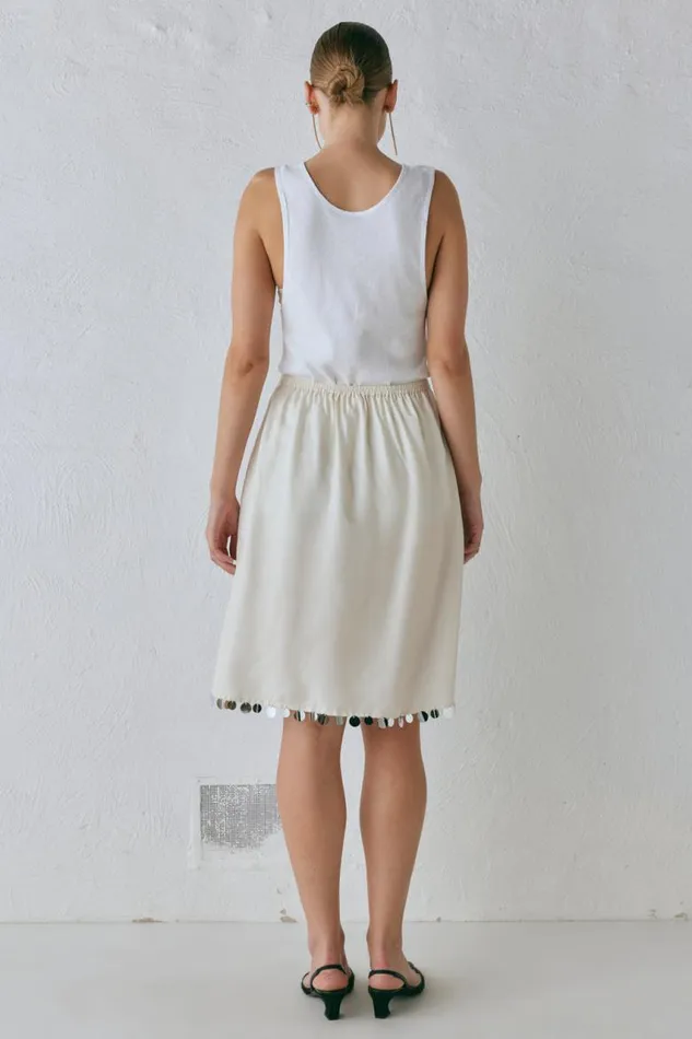 VRG GRL Spritz Midi Skirt Cream Women Skirts