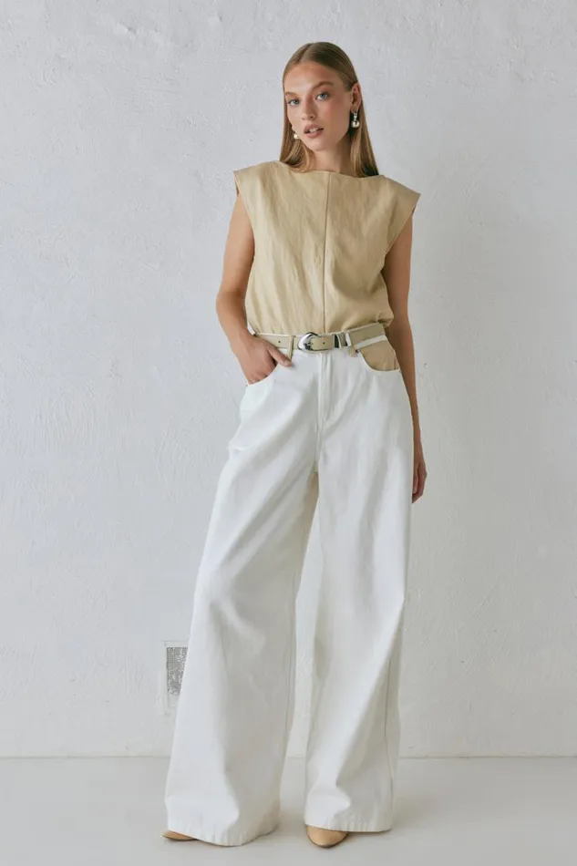 VRG GRL Sutton Denim Jeans White Women Pants