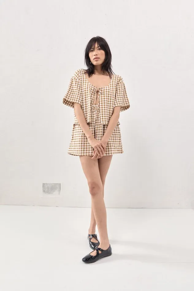 VRG GRL The Sea and I Smock Top Honey Women Short Sleeve