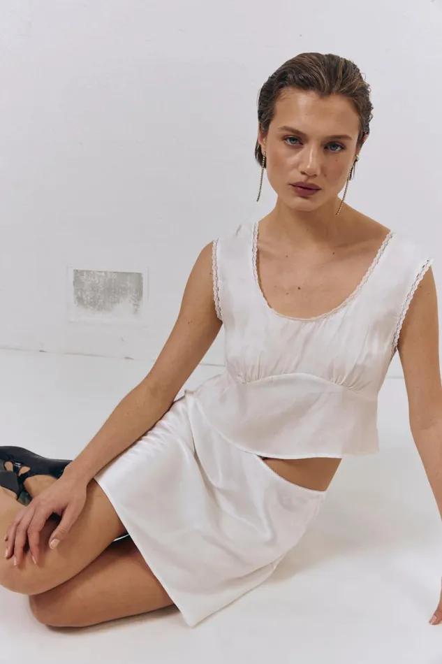 VRG GRL Zadie Top White Women Sleeveless