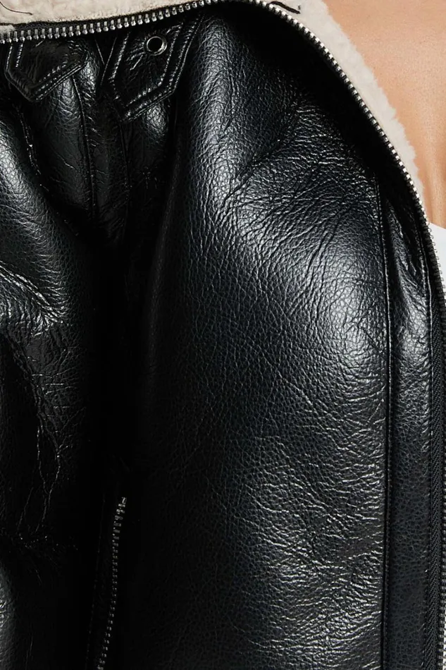 Willa Jacket 8211 Faux Leather Shearling Aviator Jacket In Black Women Showpo Jackets and Coats