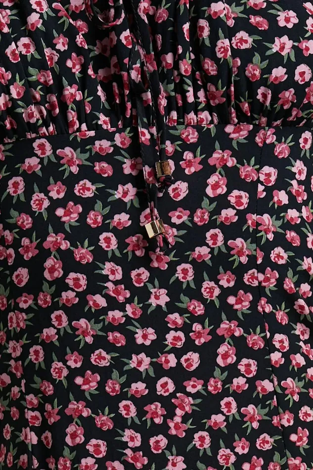 Willa Midi Dress 8211 Ruched Bust Thigh Split Dress In Black Floral Women Showpo Conscious