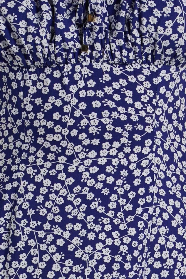 Willa Midi Dress 8211 Ruched Bust Thigh Split Dress In Blue Floral Women Showpo Curve Clothes