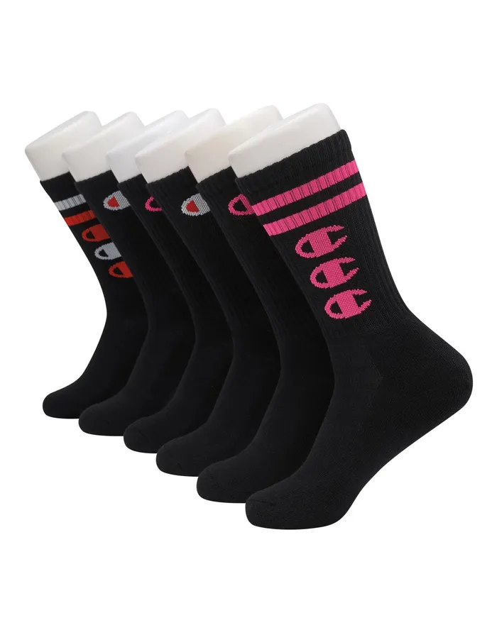 Women039S Crew Socks C Logo 6Pairs Black W3cs Women Champion Socks
