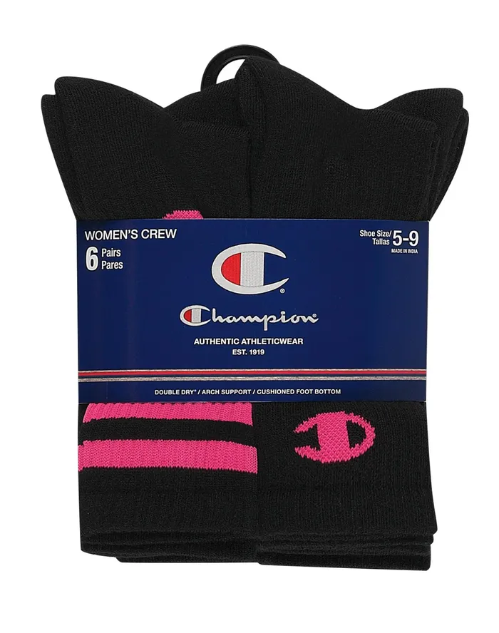 Women039S Crew Socks C Logo 6Pairs Black W3cs Women Champion Socks