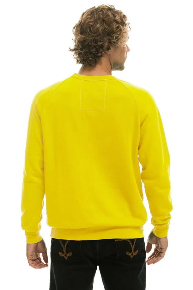 Women 5 STRIPE CREW SWEATSHIRT 8211 LEMON YELLOW PURPLE Aviator Nation UnisexCrewSweatshirt Women 5 STRIPE CREW SWEATSHIRT 8211 LEMON YELLOW PURPLE Aviator Nation UnisexCrewSweatshirt