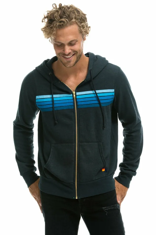Women 5 STRIPE HOODIE 8211 CHARCOAL BLUE Aviator Nation Hoodies Women 5 STRIPE HOODIE 8211 CHARCOAL BLUE Aviator Nation Hoodies