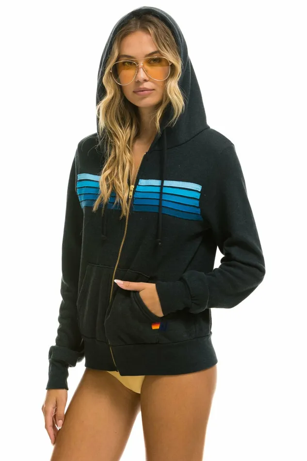 Women 5 STRIPE HOODIE 8211 CHARCOAL BLUE Aviator Nation Hoodies Women 5 STRIPE HOODIE 8211 CHARCOAL BLUE Aviator Nation Hoodies