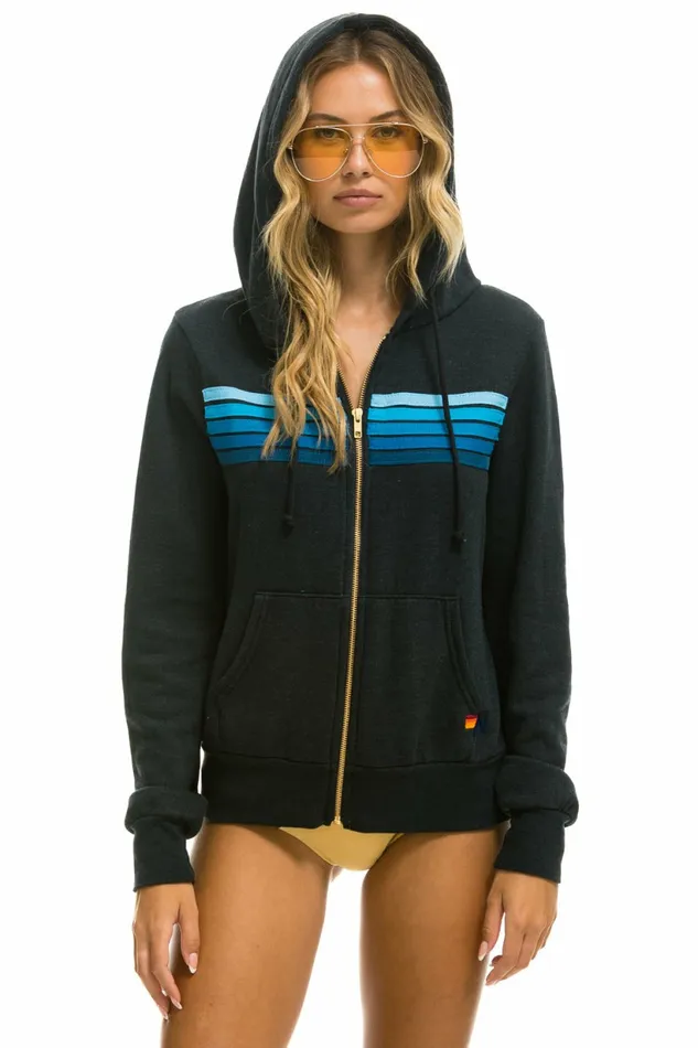 Women 5 STRIPE HOODIE 8211 CHARCOAL BLUE Aviator Nation Hoodies Women 5 STRIPE HOODIE 8211 CHARCOAL BLUE Aviator Nation Hoodies