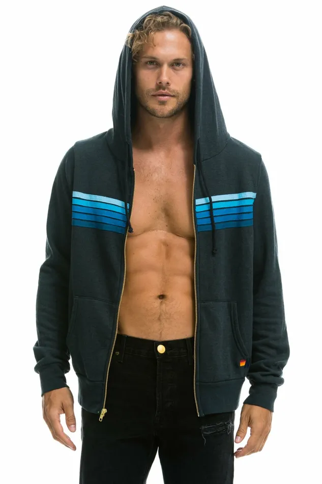 Women 5 STRIPE HOODIE 8211 CHARCOAL BLUE Aviator Nation Hoodies Women 5 STRIPE HOODIE 8211 CHARCOAL BLUE Aviator Nation Hoodies