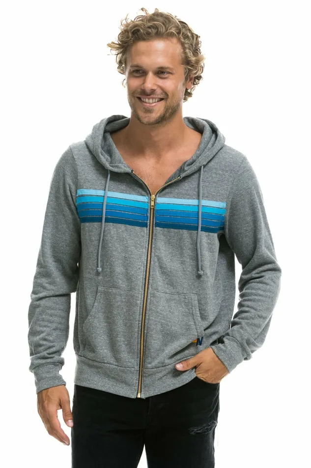 Women 5 STRIPE HOODIE 8211 HEATHER GREY BLUE Aviator Nation Hoodies Women 5 STRIPE HOODIE 8211 HEATHER GREY BLUE Aviator Nation Hoodies