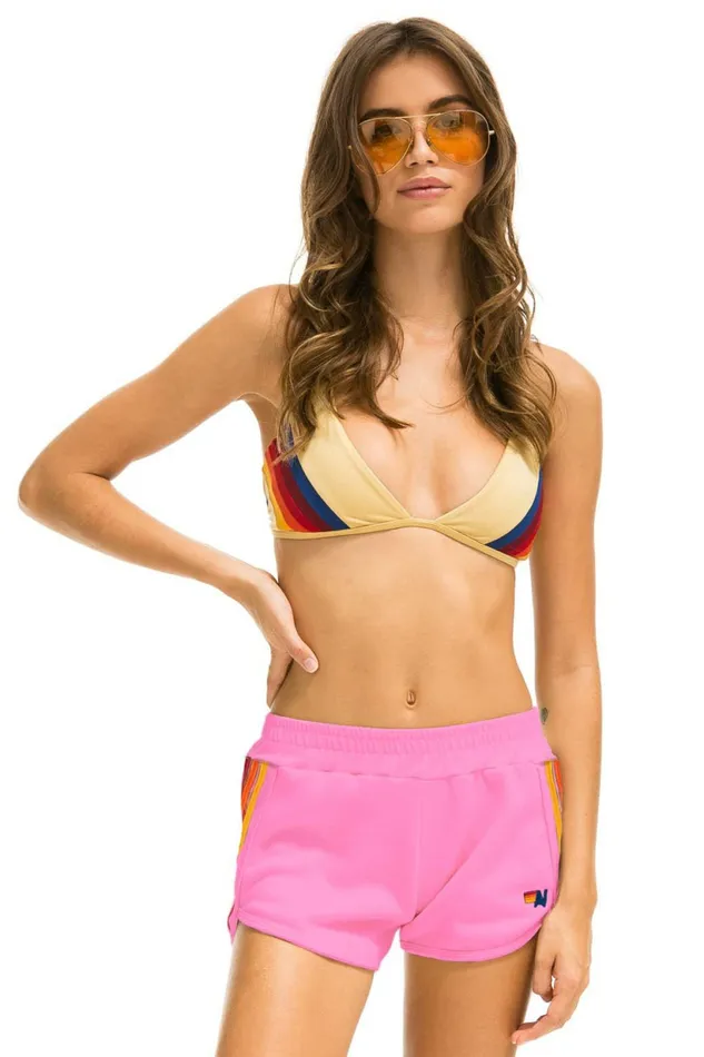 Women 5 STRIPE JOGGER SHORTS 8211 NEON PINK Aviator Nation Shorts Women 5 STRIPE JOGGER SHORTS 8211 NEON PINK Aviator Nation Shorts