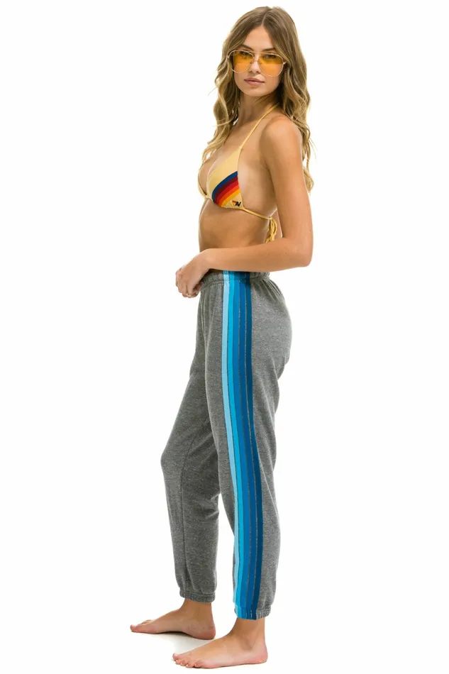 Women 5 STRIPE SWEATPANTS 8211 HEATHER GREY BLUE Aviator Nation Sweatpants