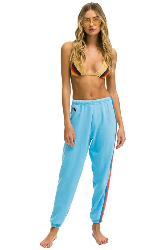 Women 5 STRIPE SWEATPANTS 8211 SKY NEON RAINBOW Aviator Nation Sweatpants Women 5 STRIPE SWEATPANTS 8211 SKY NEON RAINBOW Aviator Nation Sweatpants