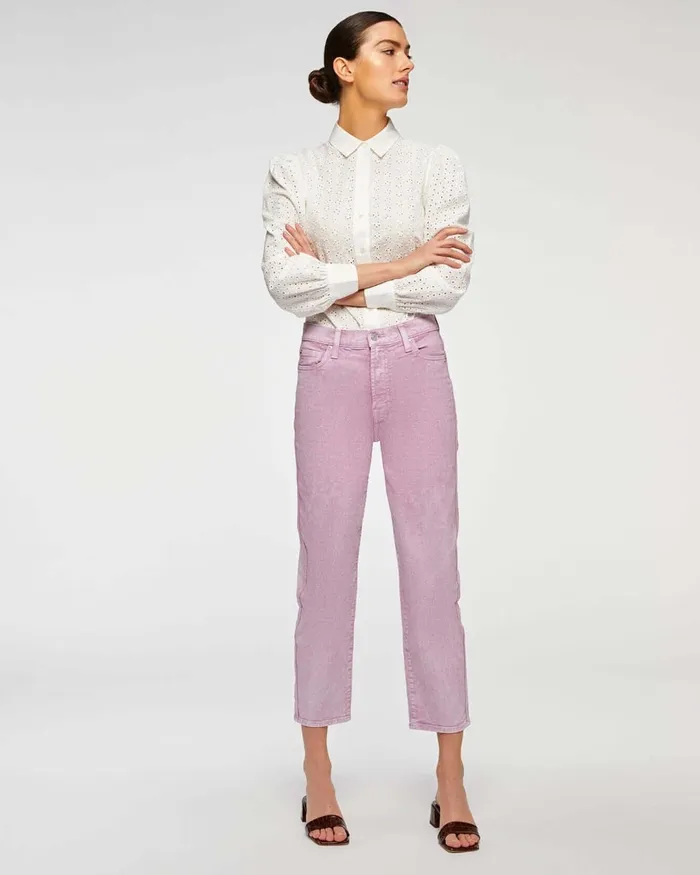 Women 7 For All Mankind Cropped High Waist Cropped Straight In Mineral Sorbet