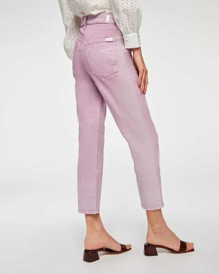 Women 7 For All Mankind Cropped High Waist Cropped Straight In Mineral Sorbet