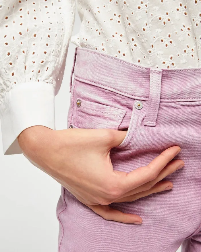 Women 7 For All Mankind Cropped High Waist Cropped Straight In Mineral Sorbet