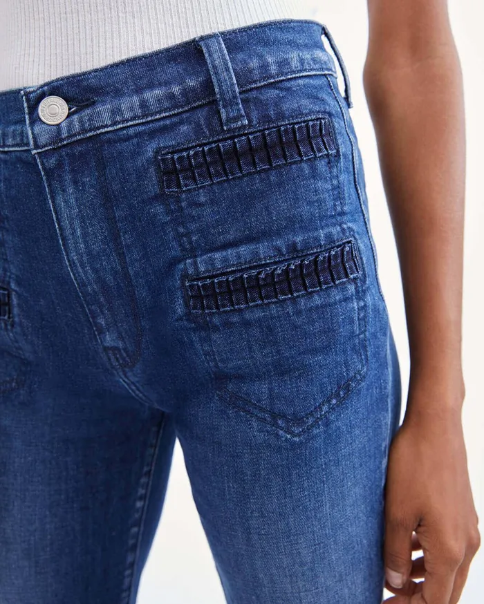 Women 7 For All Mankind Full Length Georgia With Pleated Pocket In Dark Winona