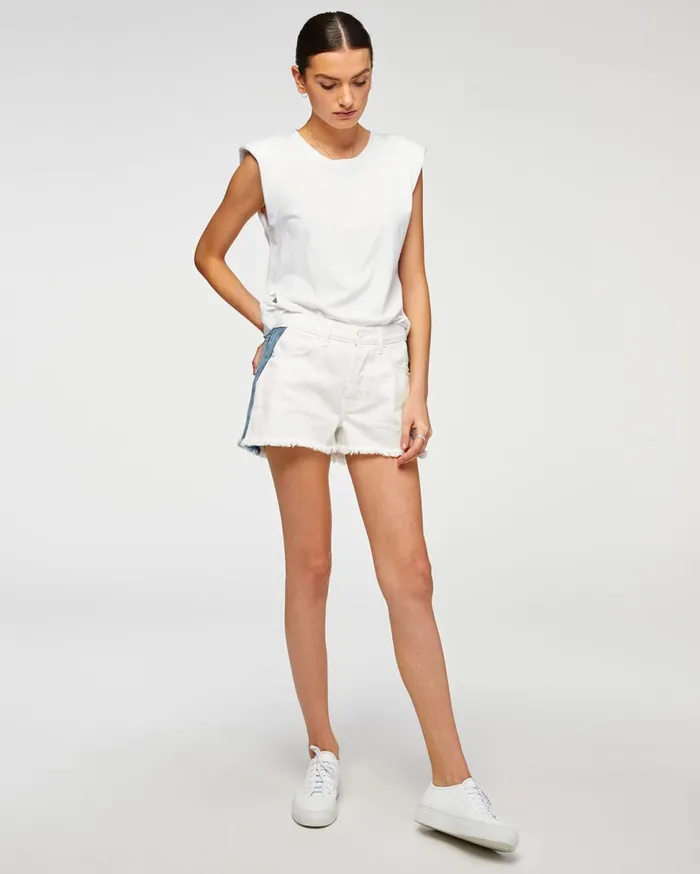 Women 7 For All Mankind High Waist Monroe CutOff Short In Clean WhiteHaven