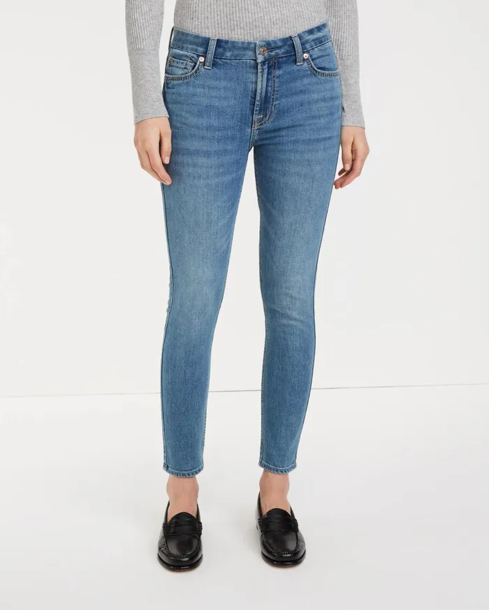 Women 7 For All Mankind Mid Rise BAir Skinny In Silk Mulberry