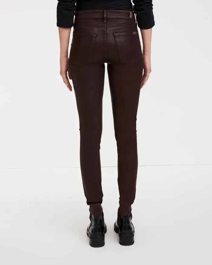 Women 7 For All Mankind Mid Rise The Skinny With Corset Seam Pockets 038 Studs In Coated Black