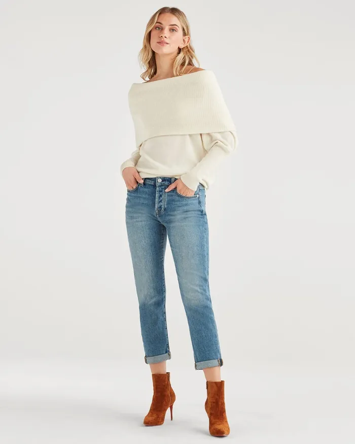 Women 7 For All Mankind Sweaters Pullover Sweater In Soft White