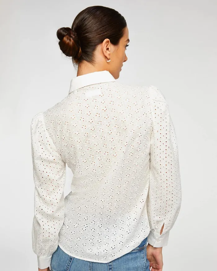 Women 7 For All Mankind Tops Puff Sleeve Eyelet Shirt In White