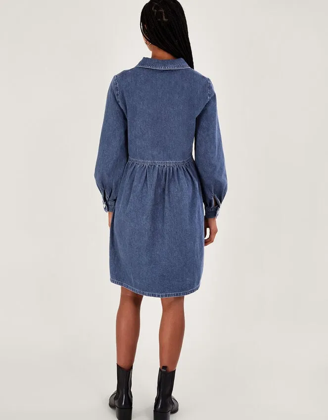 Women Alana Shirt Zip Denim Dress Blue Monsoon Casualwear