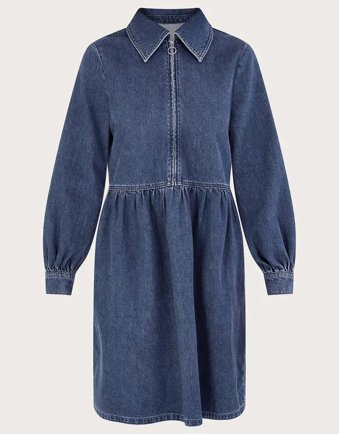Women Alana Shirt Zip Denim Dress Blue Monsoon Casualwear