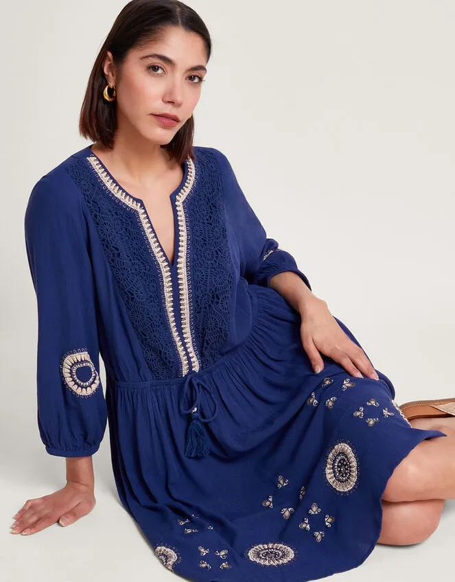 Women Alani Crochet Kaftan Blue Monsoon Beachwear and Swimwear