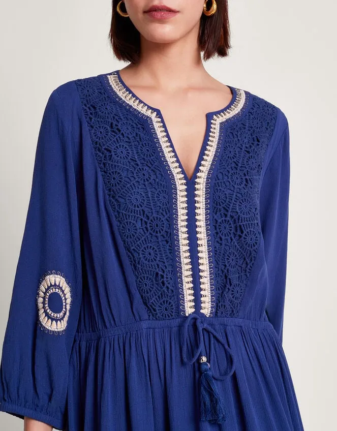Women Alani Crochet Kaftan Blue Monsoon Beachwear and Swimwear