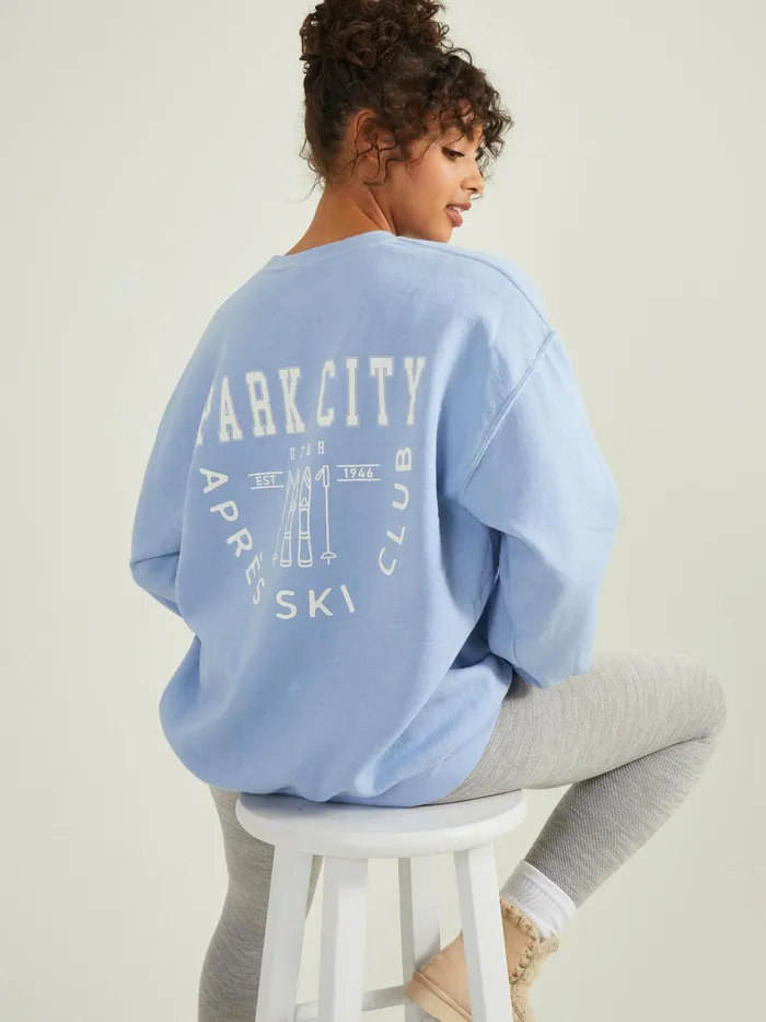 Women Altar039d State Activewear Aprs Ski Club Graphic Sweatshirt Mistyblue