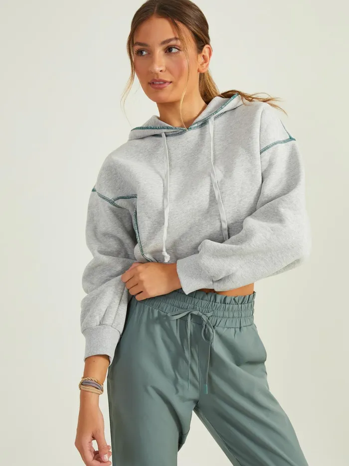 Women Altar039d State Activewear Call The Shots Cropped Hoodie Heathergray