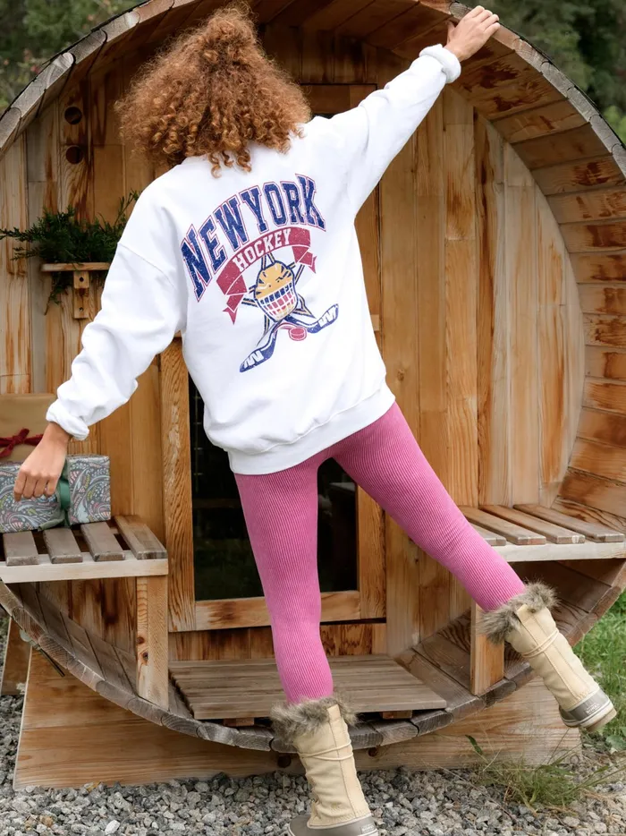 Women Altar039d State Activewear New York Hockey Graphic Sweatshirt White