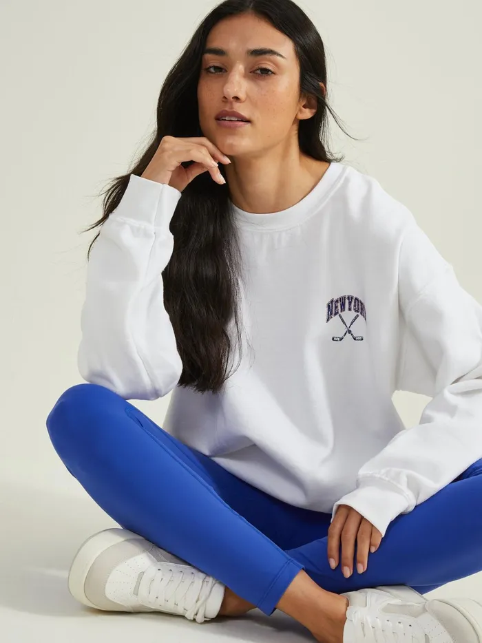 Women Altar039d State Activewear New York Hockey Graphic Sweatshirt White