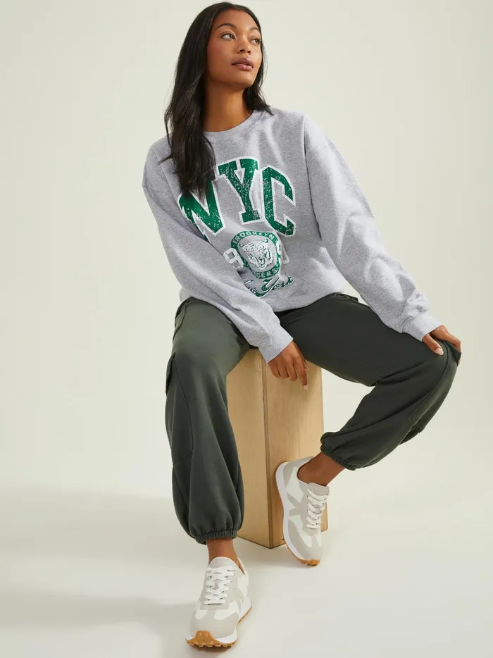 Women Altar039d State Activewear Nyc 1990 Graphic Sweatshirt Heathergray
