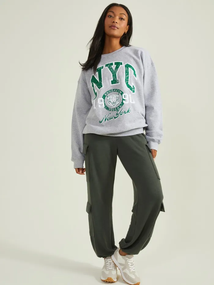 Women Altar039d State Activewear Nyc 1990 Graphic Sweatshirt Heathergray