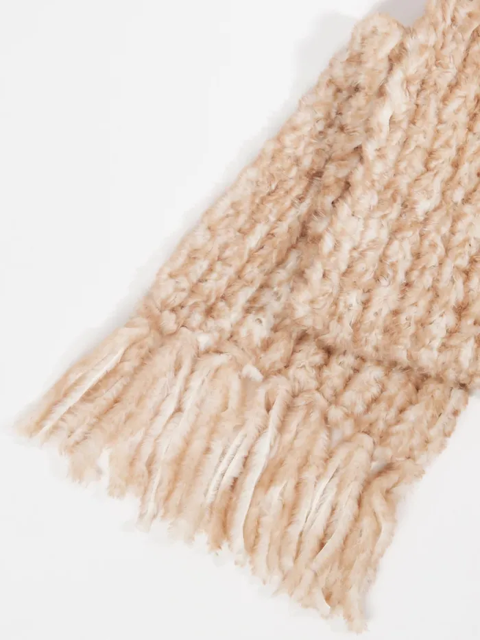 Women Altar039d State Bandanas Scarves TwoTone Large Fur Knitted Scarf Natural