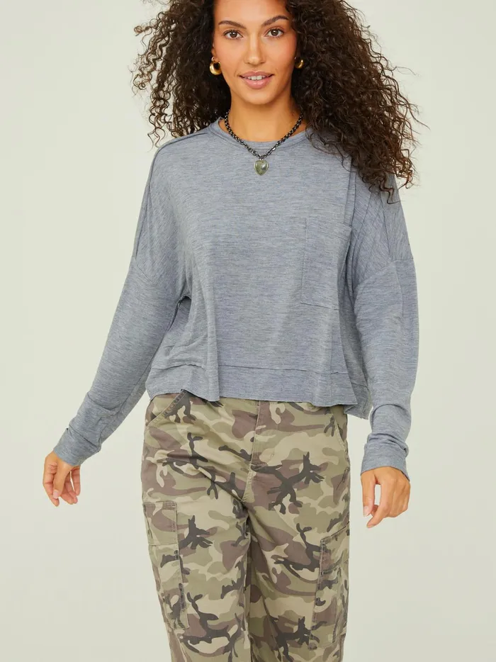 Women Altar039d State Blouses Clove Boxy Cropped Tee Charcoal
